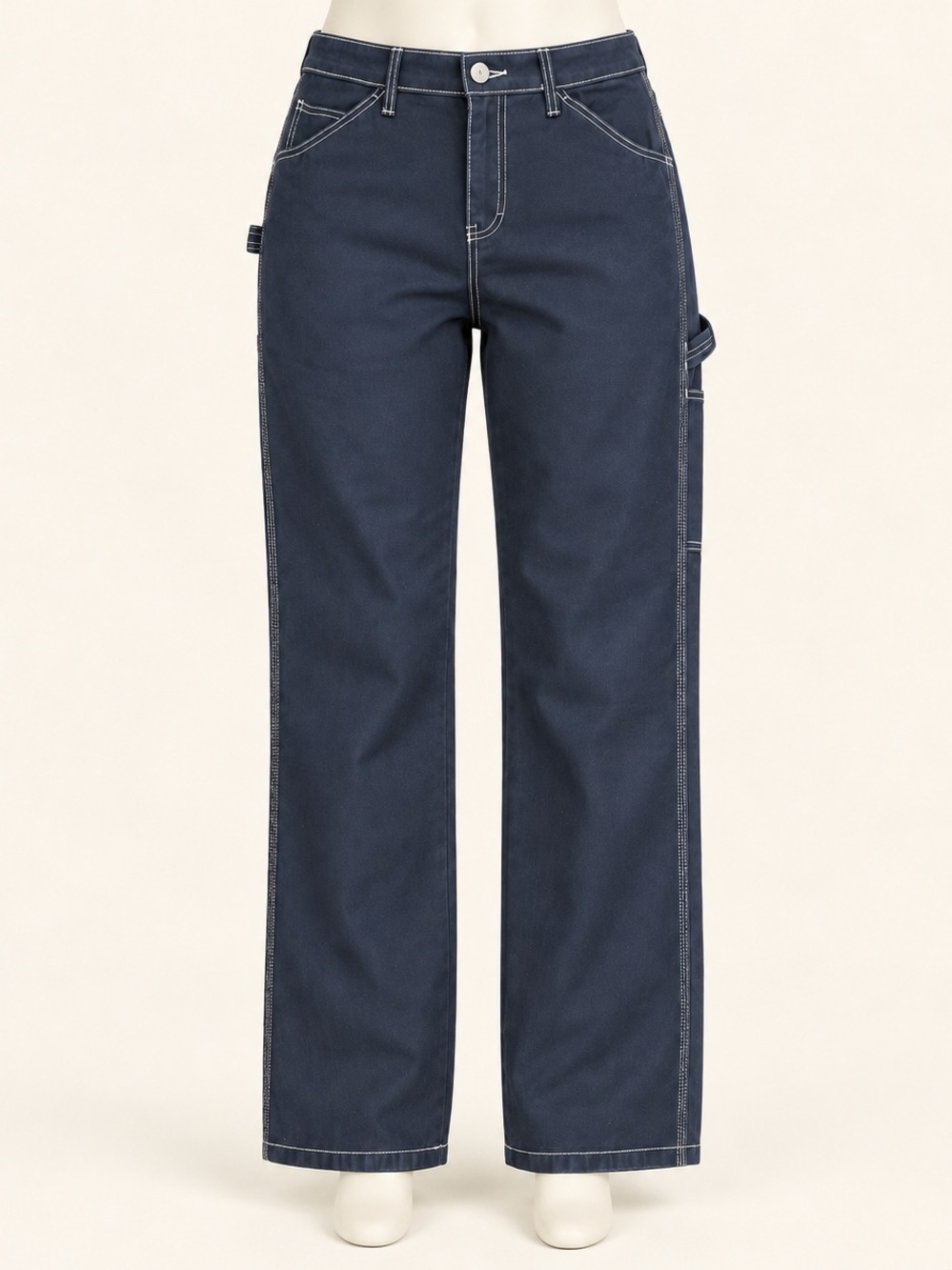 Dickies Y2K Contrast Stitch Carpenter Utility Pants Navy White Jr 7/28 Women 6/S
